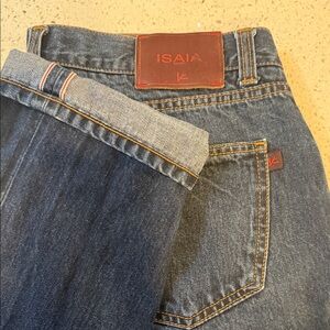Isaia Dark Blue Selvedge Jeans with Red Accents
